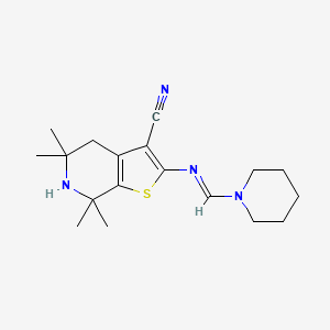 molecular formula C18H26N4S B5786094 5,5,7,7-tetramethyl-2-[(1-piperidinylmethylene)amino]-4,5,6,7-tetrahydrothieno[2,3-c]pyridine-3-carbonitrile 