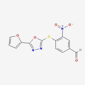 molecular formula C13H7N3O5S B5786151 4-{[5-(2-furyl)-1,3,4-oxadiazol-2-yl]thio}-3-nitrobenzaldehyde 