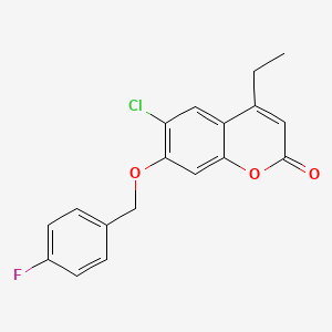 molecular formula C18H14ClFO3 B5786360 6-chloro-4-ethyl-7-[(4-fluorobenzyl)oxy]-2H-chromen-2-one 