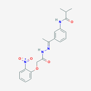molecular formula C20H22N4O5 B5786427 2-methyl-N-(3-{N-[(2-nitrophenoxy)acetyl]ethanehydrazonoyl}phenyl)propanamide 