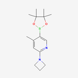 molecular formula C15H23BN2O2 B578650 2-(Azetidin-1-yl)-4-methyl-5-(4,4,5,5-tetramethyl-1,3,2-dioxaborolan-2-yl)pyridine CAS No. 1352135-90-0