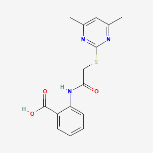molecular formula C15H15N3O3S B5786506 2-({[(4,6-dimethyl-2-pyrimidinyl)thio]acetyl}amino)benzoic acid 