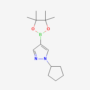 molecular formula C14H23BN2O2 B578654 1-Cyclopentyl-4-(4,4,5,5-tetramethyl-1,3,2-dioxaborolan-2-yl)-1H-pyrazole CAS No. 1233526-60-7