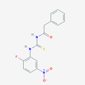 molecular formula C15H12FN3O3S B5786599 N-{[(2-fluoro-5-nitrophenyl)amino]carbonothioyl}-2-phenylacetamide 
