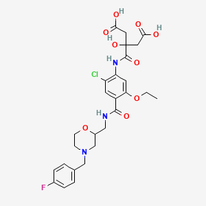 molecular formula C27H31ClFN3O9 B578665 Mosapride Citric Amide CAS No. 1215825-20-9
