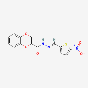 molecular formula C14H11N3O5S B5786651 N'-[(5-nitro-2-thienyl)methylene]-2,3-dihydro-1,4-benzodioxine-2-carbohydrazide 