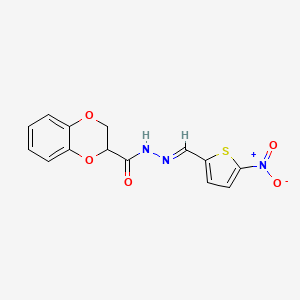 molecular formula C14H11N3O5S B5786651 N'-[(E)-(5-nitrothiophen-2-yl)methylidene]-2,3-dihydro-1,4-benzodioxine-2-carbohydrazide 