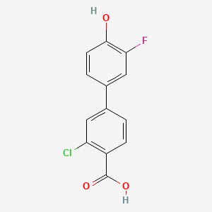 molecular formula C13H8ClFO3 B578670 2-Chloro-4-(3-fluoro-4-hydroxyphenyl)benzoic acid CAS No. 1261972-19-3