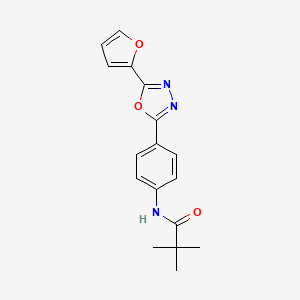 molecular formula C17H17N3O3 B5786826 N-{4-[5-(2-furyl)-1,3,4-oxadiazol-2-yl]phenyl}-2,2-dimethylpropanamide 