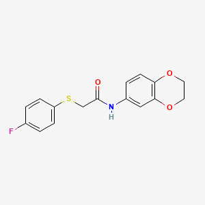 molecular formula C16H14FNO3S B5786832 N-(2,3-dihydro-1,4-benzodioxin-6-yl)-2-[(4-fluorophenyl)thio]acetamide 