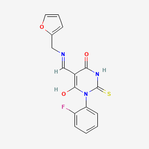 molecular formula C16H12FN3O3S B5786859 1-(2-fluorophenyl)-5-{[(2-furylmethyl)amino]methylene}-2-thioxodihydro-4,6(1H,5H)-pyrimidinedione 