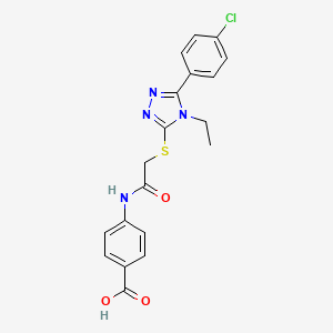 molecular formula C19H17ClN4O3S B5786863 4-[({[5-(4-chlorophenyl)-4-ethyl-4H-1,2,4-triazol-3-yl]thio}acetyl)amino]benzoic acid 