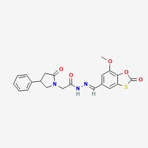 molecular formula C21H19N3O5S B5786956 N'-[(7-methoxy-2-oxo-1,3-benzoxathiol-5-yl)methylene]-2-(2-oxo-4-phenyl-1-pyrrolidinyl)acetohydrazide 