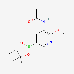 molecular formula C14H21BN2O4 B578698 N-(2-methoxy-5-(4,4,5,5-tetramethyl-1,3,2-dioxaborolan-2-yl)pyridin-3-yl)acetamide CAS No. 1257553-92-6