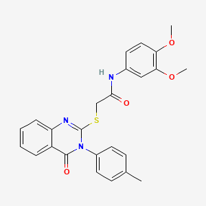 molecular formula C25H23N3O4S B5786999 N-(3,4-dimethoxyphenyl)-2-{[3-(4-methylphenyl)-4-oxo-3,4-dihydro-2-quinazolinyl]thio}acetamide 
