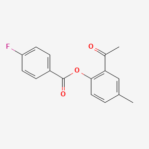 molecular formula C16H13FO3 B5787026 2-acetyl-4-methylphenyl 4-fluorobenzoate 