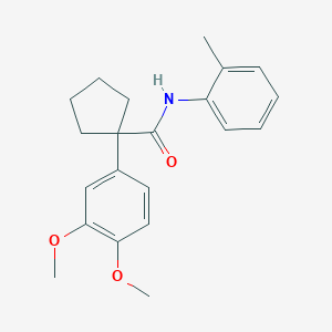 molecular formula C21H25NO3 B5787059 1-(3,4-dimethoxyphenyl)-N-(2-methylphenyl)cyclopentanecarboxamide 