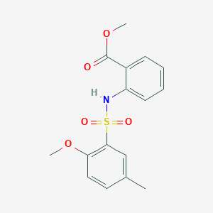 molecular formula C16H17NO5S B5787126 methyl 2-{[(2-methoxy-5-methylphenyl)sulfonyl]amino}benzoate 