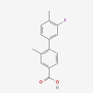 molecular formula C15H13FO2 B578724 4-(3-Fluoro-4-methylphenyl)-3-methylbenzoic acid CAS No. 1261939-39-2