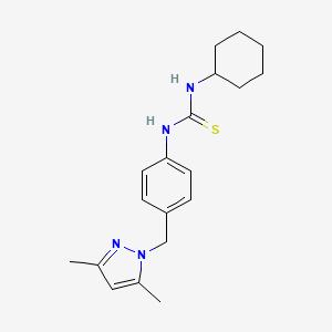 molecular formula C19H26N4S B5787249 N-cyclohexyl-N'-{4-[(3,5-dimethyl-1H-pyrazol-1-yl)methyl]phenyl}thiourea 
