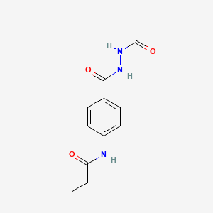 molecular formula C12H15N3O3 B5787446 N-{4-[(2-acetylhydrazino)carbonyl]phenyl}propanamide 