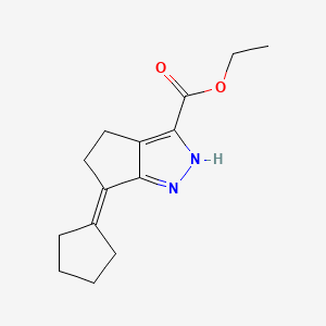 molecular formula C14H18N2O2 B578748 Ethyl 6-cyclopentylidene-1,4,5,6-tetrahydrocyclopenta[c]pyrazole-3-carboxylate CAS No. 1313712-62-7