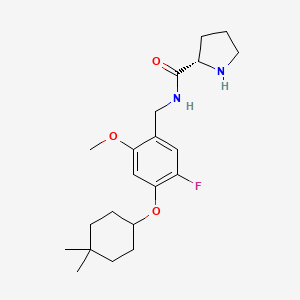 molecular formula C21H31FN2O3 B578750 (S)-N-(4-((4,4-Dimethylcyclohexyl)oxy)-5-fluoro-2-methoxybenzyl)pyrrolidine-2-carboxamide CAS No. 1224048-09-2
