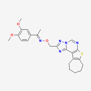 (1E)-1-(3,4-dimethoxyphenyl)-N-(9,10,11,12-tetrahydro-8H-cyclohepta[4,5]thieno[3,2-e][1,2,4]triazolo[1,5-c]pyrimidin-2-ylmethoxy)ethanimine