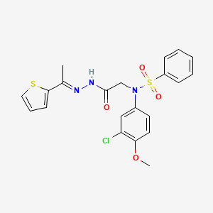 N-(3-chloro-4-methoxyphenyl)-N-(2-oxo-2-{2-[1-(2-thienyl)ethylidene]hydrazino}ethyl)benzenesulfonamide