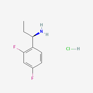 molecular formula C9H12ClF2N B578764 (R)-1-(2,4-DIFLUOROPHENYL)PROPAN-1-AMINE hydrochloride CAS No. 1253792-95-8