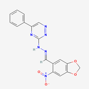 molecular formula C17H12N6O4 B5787720 6-nitro-1,3-benzodioxole-5-carbaldehyde (5-phenyl-1,2,4-triazin-3-yl)hydrazone 