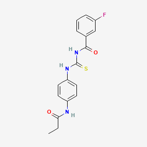 molecular formula C17H16FN3O2S B5787737 3-fluoro-N-({[4-(propionylamino)phenyl]amino}carbonothioyl)benzamide 
