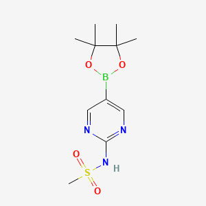 molecular formula C11H18BN3O4S B578774 N-(5-(4,4,5,5-Tetramethyl-1,3,2-dioxaborolan-2-yl)pyrimidin-2-yl)methanesulfonamide CAS No. 1218789-36-6