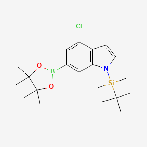 molecular formula C20H31BClNO2Si B578781 1-(tert-Butyldimethylsilyl)-4-chloro-6-(4,4,5,5-tetramethyl-1,3,2-dioxaborolan-2-yl)-1H-indole CAS No. 1256360-33-4