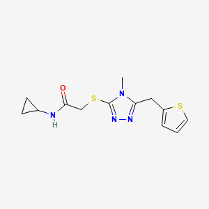 molecular formula C13H16N4OS2 B5788039 N-cyclopropyl-2-{[4-methyl-5-(2-thienylmethyl)-4H-1,2,4-triazol-3-yl]thio}acetamide 