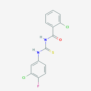 molecular formula C14H9Cl2FN2OS B5788092 2-chloro-N-{[(3-chloro-4-fluorophenyl)amino]carbonothioyl}benzamide 
