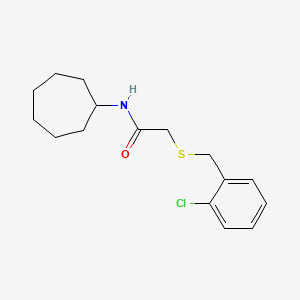molecular formula C16H22ClNOS B5788173 2-[(2-chlorobenzyl)thio]-N-cycloheptylacetamide 