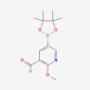 molecular formula C13H18BNO4 B578823 2-Methoxy-5-(4,4,5,5-tetramethyl-1,3,2-dioxaborolan-2-yl)nicotinaldehyde CAS No. 1310404-57-9