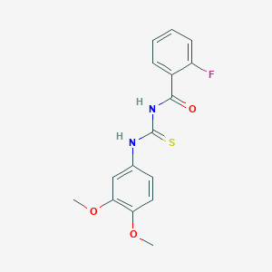 molecular formula C16H15FN2O3S B5788242 N-{[(3,4-dimethoxyphenyl)amino]carbonothioyl}-2-fluorobenzamide 