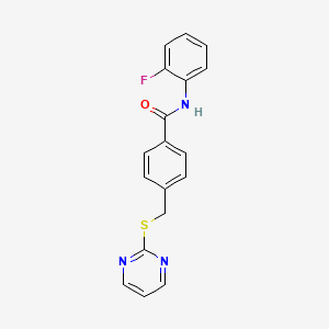 molecular formula C18H14FN3OS B5788915 N-(2-fluorophenyl)-4-[(2-pyrimidinylthio)methyl]benzamide 