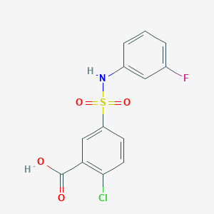 molecular formula C13H9ClFNO4S B5788943 2-chloro-5-{[(3-fluorophenyl)amino]sulfonyl}benzoic acid 