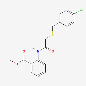 molecular formula C17H16ClNO3S B5788958 methyl 2-({[(4-chlorobenzyl)thio]acetyl}amino)benzoate 