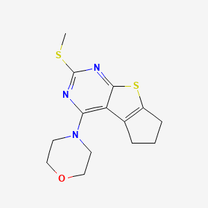 molecular formula C14H17N3OS2 B5789245 2-(methylthio)-4-(4-morpholinyl)-6,7-dihydro-5H-cyclopenta[4,5]thieno[2,3-d]pyrimidine 