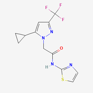 molecular formula C12H11F3N4OS B5789347 2-[5-cyclopropyl-3-(trifluoromethyl)-1H-pyrazol-1-yl]-N-1,3-thiazol-2-ylacetamide 