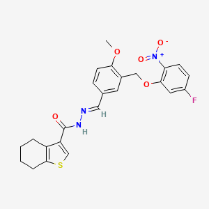 molecular formula C24H22FN3O5S B5789431 N'-{3-[(5-fluoro-2-nitrophenoxy)methyl]-4-methoxybenzylidene}-4,5,6,7-tetrahydro-1-benzothiophene-3-carbohydrazide 