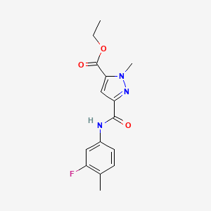 molecular formula C15H16FN3O3 B5789569 ethyl 3-{[(3-fluoro-4-methylphenyl)amino]carbonyl}-1-methyl-1H-pyrazole-5-carboxylate 