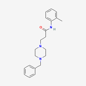 molecular formula C21H27N3O B5789681 3-(4-benzyl-1-piperazinyl)-N-(2-methylphenyl)propanamide 