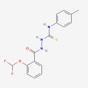 molecular formula C16H15F2N3O2S B5789870 2-[2-(difluoromethoxy)benzoyl]-N-(4-methylphenyl)hydrazinecarbothioamide 