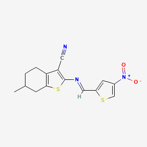 6-methyl-2-{[(4-nitro-2-thienyl)methylene]amino}-4,5,6,7-tetrahydro-1-benzothiophene-3-carbonitrile