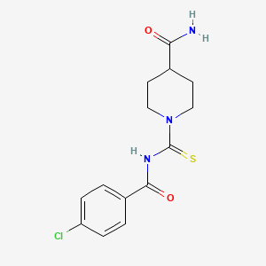 molecular formula C14H16ClN3O2S B5789893 1-{[(4-chlorobenzoyl)amino]carbonothioyl}-4-piperidinecarboxamide 